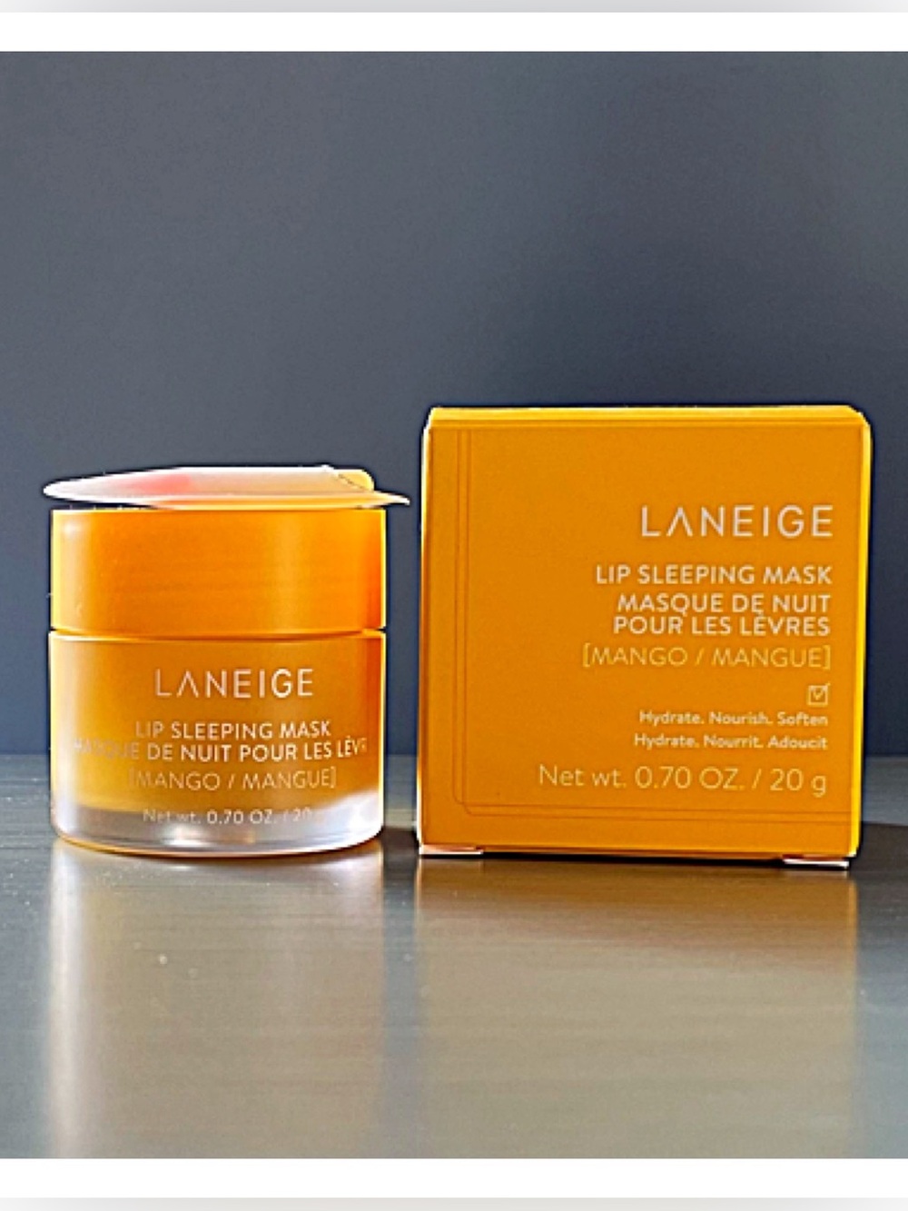 NIB Laneige MANGO 🥭 Lip Sleeping Mask Hydrate Nourish Soften Value Size 0.7 oz - Picture 2 of 12